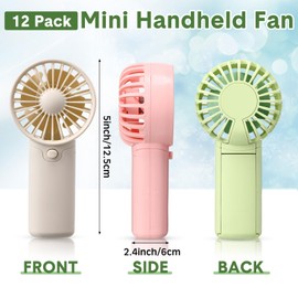 Rossesay Mini Portable Fan Handheld Battery Operated Portable Small Personal Fans for Summer Beach Indoor Outdoor Travel Cooling Gift(Green, Pink, White)