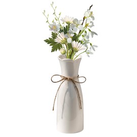 DOTOTO Florero de Cerámica Moderno,Estilo Escandinavo Moderno,Florero Moderno de Mesa de Café para Boda, Decoración del Hogar,Oficina Flores Secas y Florero Fresco (Blanco Liso)