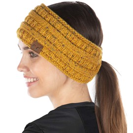 Funky Junque Exclusives - Diadema de punto con forro para cola de caballo para mujer, Mostaza - Confeti Variegado, Talla única
