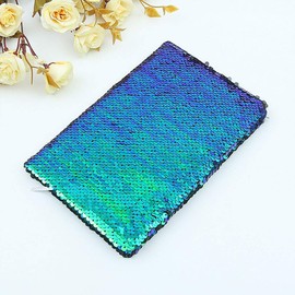 Green Colourful A5 Reversible Sequin Notebook Diary, Sparkling Shiny Glitter Planner Journal Stationery Set for Projects Writing Lists Notes Birthday Gift