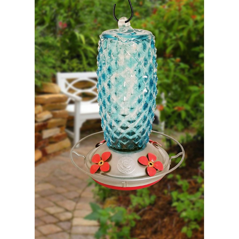 Grateful Gnome - Hummingbird Feeder - Hand Blown Glass -