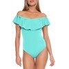 Trina Turk Women's Standard Ruffle One Piece Swimsuit, Off Shoulder,