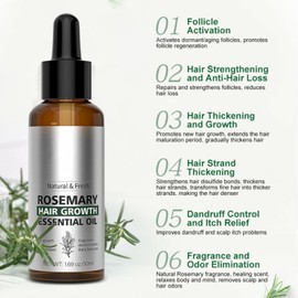 Rosemary Mint Hair Growth Oil, Organic Rosemary Hair Regrowth Essential Oil Hair Loss Serum, Scalp Massage Activate Hair Follicle Strengthen Hair Roots