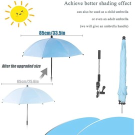 Nakazawa Clip-On Universal Stroller Umbrella with UV Protection, Baby Stroller Parasol 85cm/33.5in Diameter with Umbrella Clip Fixing Device