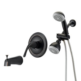 Designers Impressions 654708 Oil Rubbed Bronze Tub Shower Combo Faucet with Handheld Shower Wand- Single Handle Mixer Design
