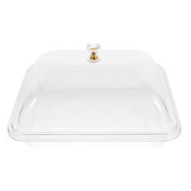 BESTonZON Acrylic Serving Tray with Dome Lid, Clear Rectangular Dessert Appetizer Serving Dish, Restaurant Buffet Tray for Banquets, Parties, and Home Use
