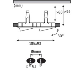 Paulmann Nova Plus 936.76 Recessed Light LED Square 1x 2 x 6 W GU10 Matt White Chrome Swivelling Dimmable IP44 Splash-Proof