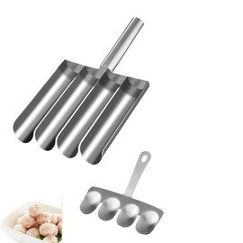HIDOSNG Meatball Scoop Ball Maker Tool, 304 Stainless Steel Stainless Steel Meatball Shape Ball Maker, Three Tubes Meatball Shape Maker, Creative Kitchen Triple Meatball Maker for Meatball Lovers