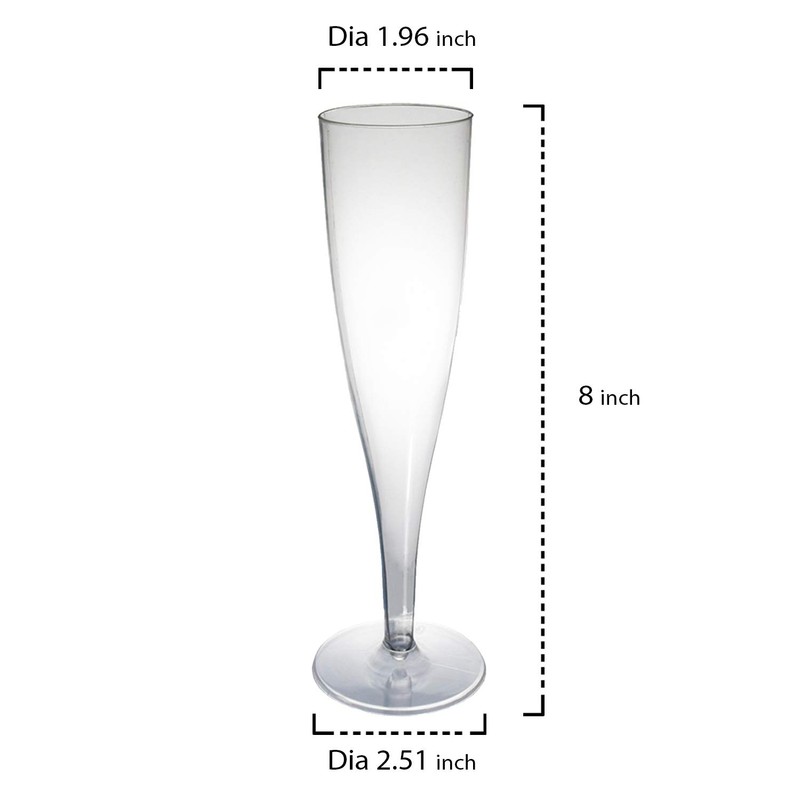 Party Essentials One Piece 5 oz. Plastic Champagne Flutes, Clear
