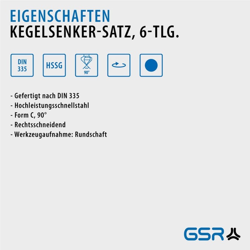 GSR Professional HSS countersink set, DIN 335 C, 90° countersink