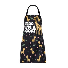 ENSIANTH Giraffe Apron with Pockets Gifts for Giraffe Lovers Moo I'm A Goat Farm Zoo Animal Cooking Kitchen Chef BBQ Apron (24109 giraffe aprons)