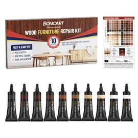Boncart Wood Furniture Repair Kit, Wood Touch up Fillers, Repair Scratches, Cracks, Paint Chips, and Nail Holes on Furniture, Floors, Doors, Cabinets, and Tables (10 Colors)