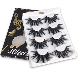 MIKIWI 25mm Lashes, Dramatic 6D Faux Mink Lashes, Fluffy Volume Eyelashes, Thick Crossed Lashes, Long Faux 25mm Mink Lashes (6D4-05) | mikiwi