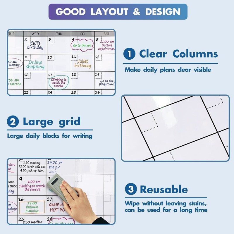 Party Funny Jumbo Dry Erase Yearly Whiteboard Wall Calendar, 55"