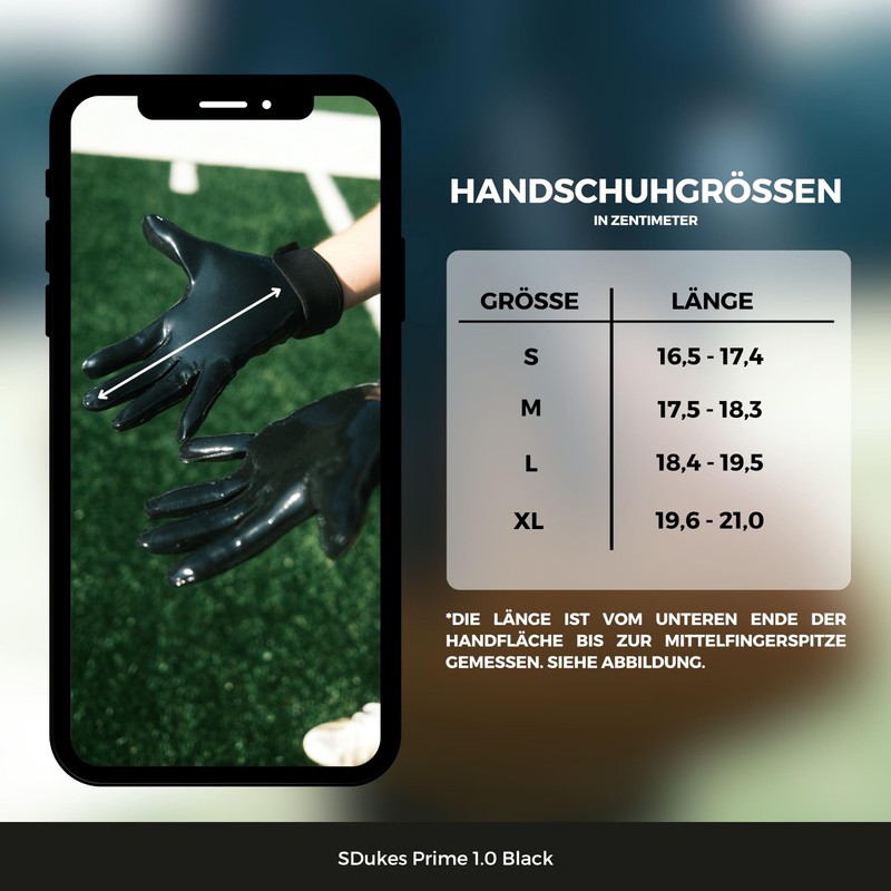 SDukes Prime 1.0 American Football Gloves Receiver (Black, M)