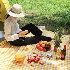 Checkered Waterproof Tablecloth & Picnic Mat - Lightweight, Disposable Vinyl for Camping & Outings [Bulk Discount] Thin Yellow 3ea
