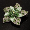 3D Enamel Crystal Flower Brooch (Light Green)