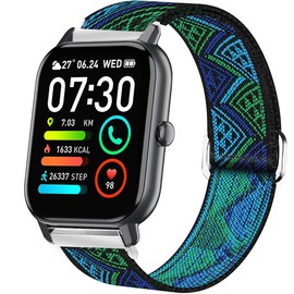 Compatible for P66D Smartwatch 1.85 Inch Band,Stretch Elastics Nylon Adjustable Replacement Strap Accessories Compatible with Aptkdoe P66D / Dotn P66D / Ddidbi P66D Smartwatch 1.85 Inch (Blueprint)