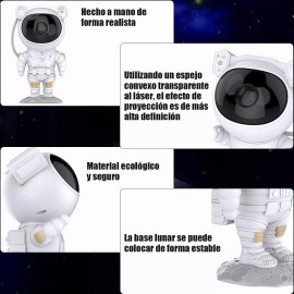 BABEEFLY Proyector de galaxia astronauta Lampara led de noche de estrellas de colores y nubes color blanco YHY-01W Babeefly