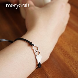 Morycraft Pinky Promise Matching Heart Bracelet, Bestie Sister Graduation Gift, Friendship and BFF Bracelets for Women, Easter Basket Stuffers for Best Friends and Sisters, Matching Gift for 3