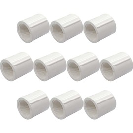 YSIL 10PCS 1 Inch Female to Female Threaded PVC Fittings PVC Coupling Pipe Connectors,White