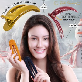 RC Roche Pack of 6 Duck Beak French Hair Clip for Women Hair Clip Oval Hairpin Fashion Egg-shaped Firm Hold Stylish with Pin Holder, Medium Classic Multi Colours