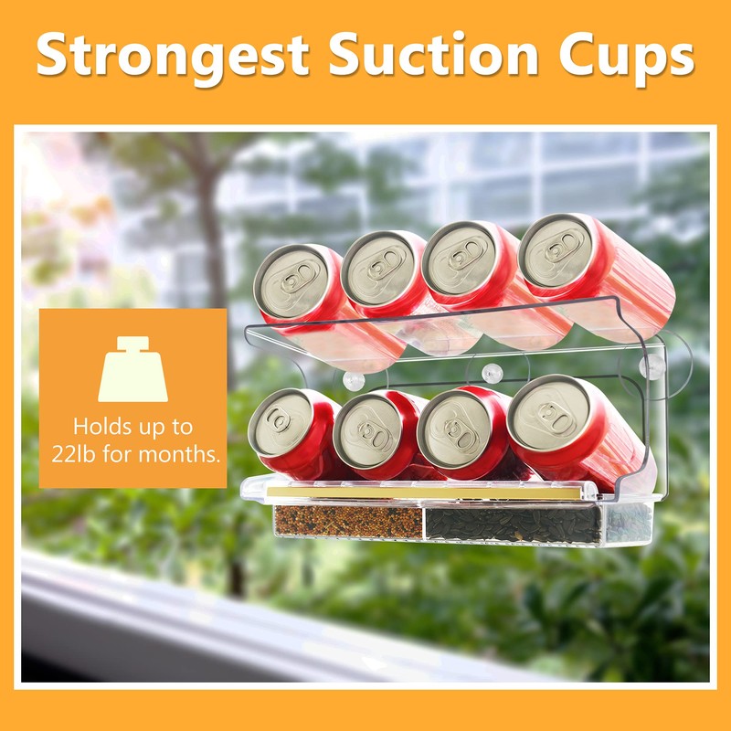 LUJII Shatterproof Window Bird Feeder with Strongest Suction Cups, Wild