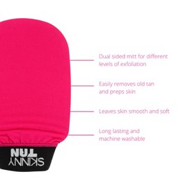 Skinny Tan Dual-Use Double Sided Exfoliating Glove - Exfoliator Easily Removes Fake Tan, Prep Skin for New Streak-Free Self Tan, Skincare & Face Care - Pink