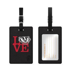 OTM Essentials University of Wisconsin - Madison Faux Leather Luggage Tag, Durable Travel Accessories with Adjustable Strap and ID Card, Love
