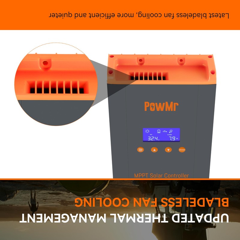 PowMr 60A MPPT Solar Charge Controller, 12V/24V/48V/160V(Max) DC Input, Bulit