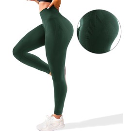 Hidden Scrunch Butt Leggings for Women Amplify Contour Seamless Yoga Pants Compression Gym Workout Booty Lifting Tights Green