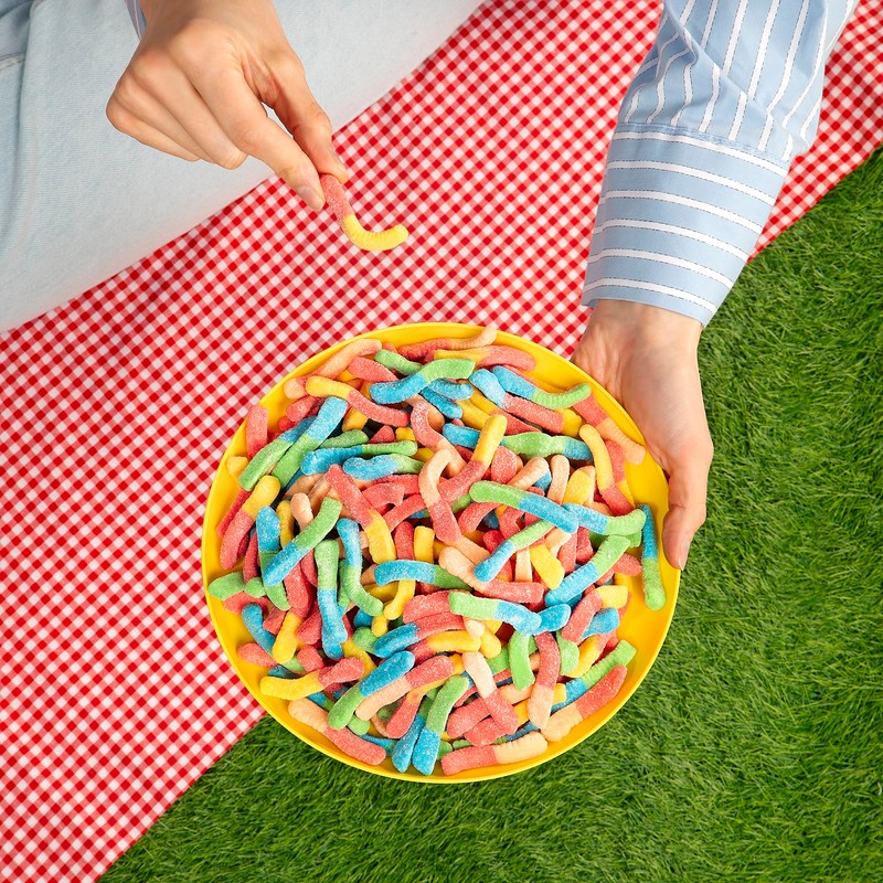 Kervan Candy Bebeto Sour Neon Worm Gummies - Fruity, Soft