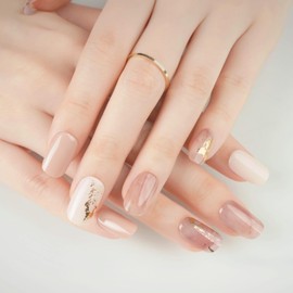 DANNI & TONI Gel Nail Stickers, Curing Type, 2 Weeks, Long Lasting, Odorless, Waterproof, SGS Certified, Adhesive Gel Nails, Adhesive Nail Stickers, Gel Nails, Nude, Gift for Her, Includes Tool