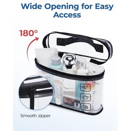 Epzia 2 Pack TSA Approved Clear Toiletry Bag Quart Size Travel Makeup Cosmetic Organizer for Women Carry On Essentials Black Makeup Bags Travel Cosmetic Bag