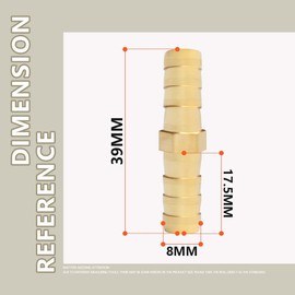Bwintech 6 pcs Hose Barb Fittings, 8mm 2 Way Straight Brass Barb Connector with 12 Clamps
