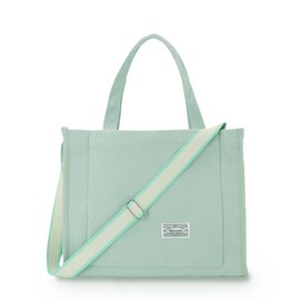 UERRUAM Corduroy Tote Bag for Women Work Crossbody Purse for Everyday,College,Travel,Lightweight Handbag Adjustable Strap, Mint Julep, Small, Casual