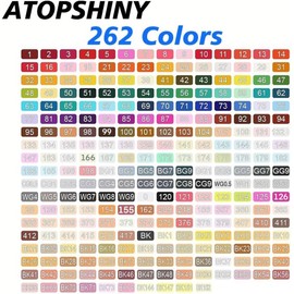 ATOPSHINY Alcohol Markers 262 Colors Drawing Pens Set Dual Tip Permanent Art Markers for Kids and Adult Gifts -262 Black shell Refillable
