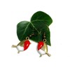 Robin bird dangle earrings hand resin enamelled in gift box.
