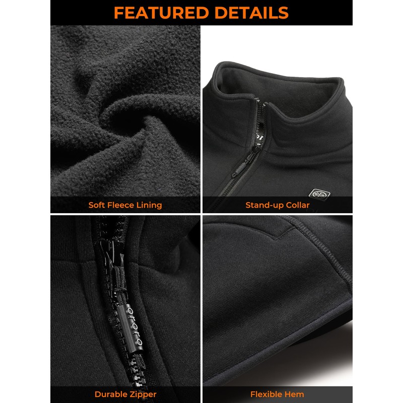 ORORO Men’s Heated Fleece Jacket with Battery, Fleece Heating Jacket