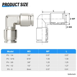 TAILONZ 3/8" OD Elbow 304 Stainless Steel Push to Connect Fittings 1Pcs