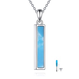 YFN Bar Larimar Urn Necklace Sterling Sliver Cremation Jewelry Urn Necklaces for Ashes for Women
