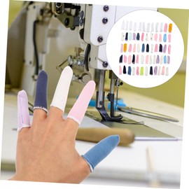 ORFOFE 60pcs Finger Guard Protectors Tubular White Cotton Fingers Cut Protection Sleeves Comfortable Typing Gloves