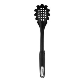Tower T832185 Precision Plus Nylon Pasta Server with Hanging Loop, Softtex Handle, Black