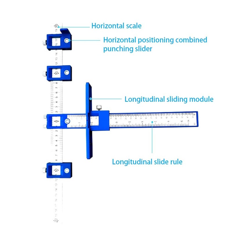 JoyTube Cabinet Hardware Jig Adjustable Punch Locator Tool,Drill Template Guide