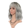 FAELBATY Ombre Grey Wig Short Bob Wigs with Air Fringe