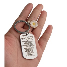 Zolivie Friendship Keychain with Cute Sunflower Charm-Inspirational Friend Keyring-Best Friend key chain-Key Ring-Car Keys Holder (Sunflower Charm)