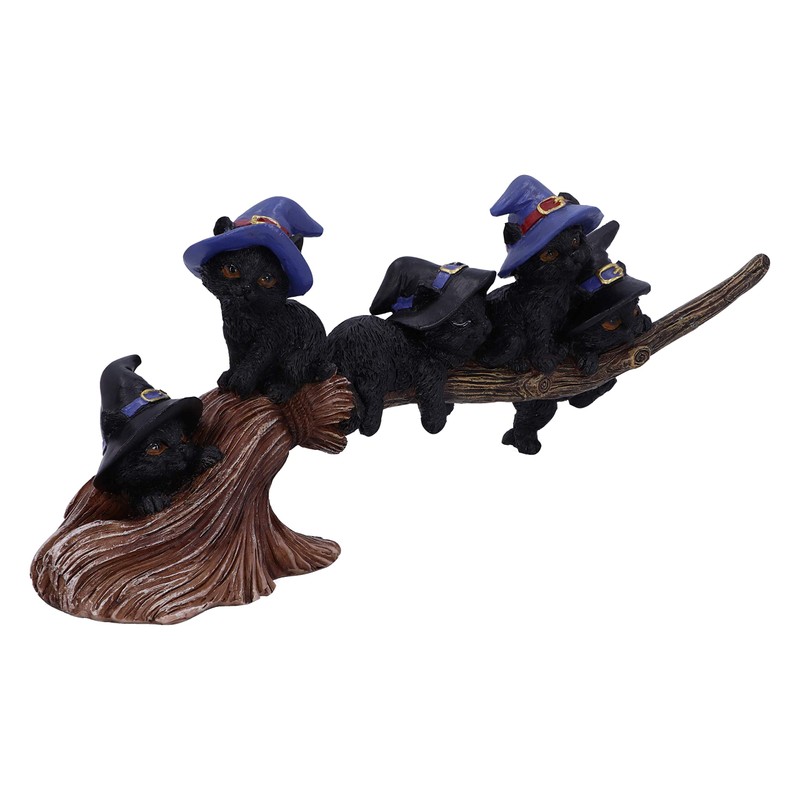 Nemesis Now Purrfect Broomstick Witches Familiar Black Cats and Broomstick