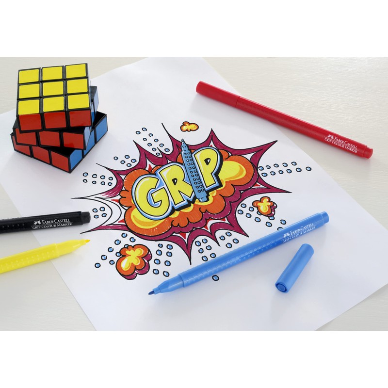 Faber-Castell GRIP Color Markers - 10 Washable Fineline Markers