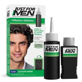 Just For Men, Tinte Colorante En Shampoo, Castaño Negro H50, Cabello Con Cor, Cubre Las Canas, 66ml