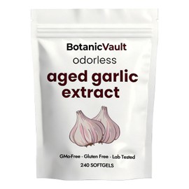 Botanic Vault Aged Garlic Extract | Antioxidant Support for Heart & Immune Wellness | Odorless Organic Garlic Capsules | Vegan, Non-GMO | 240 Softgels